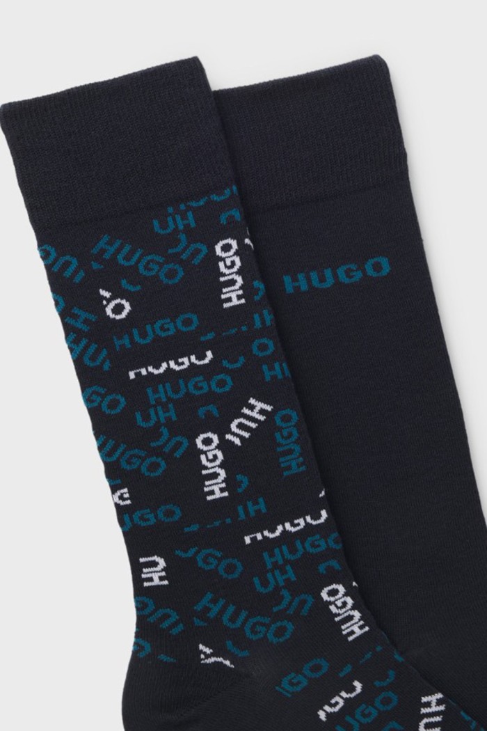 Hugo ανδρικές κάλτσες βαμβακερές 2pack σε σκ.μπλε χρώμα με το λογότυπο της εταιρίας 50568556-401