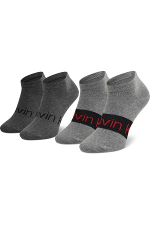 Calvin Klein ανδρικές κάλτσες 2 pairs βαμβακερές κοντές γκρι μελανζέ 701218712 003
