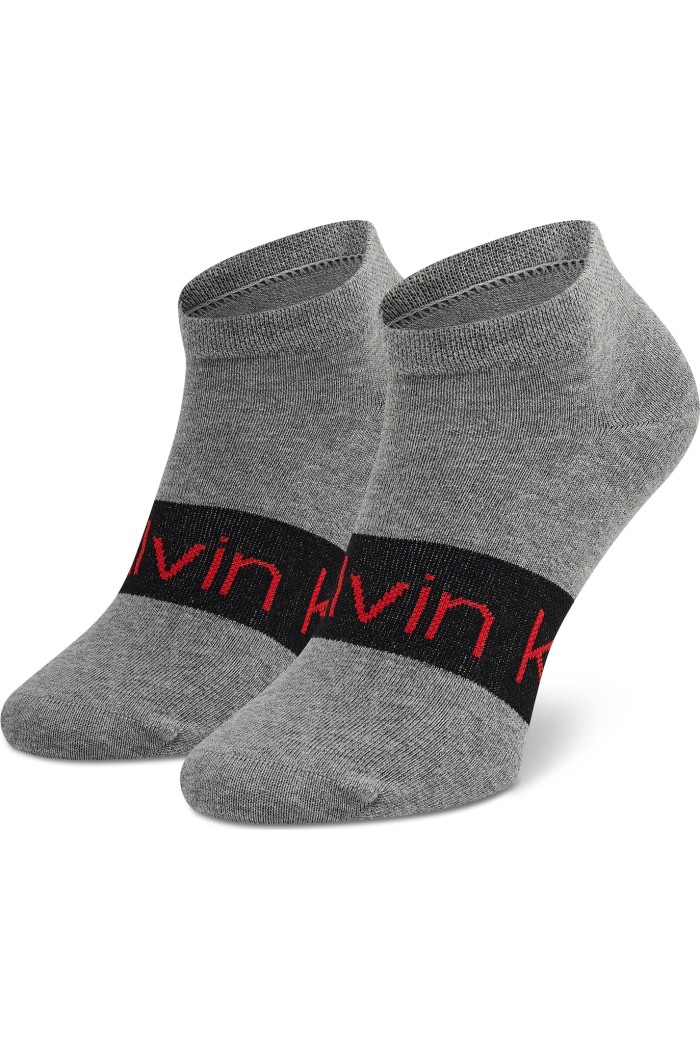 Calvin Klein ανδρικές κάλτσες 2 pairs βαμβακερές κοντές γκρι μελανζέ 701218712 003