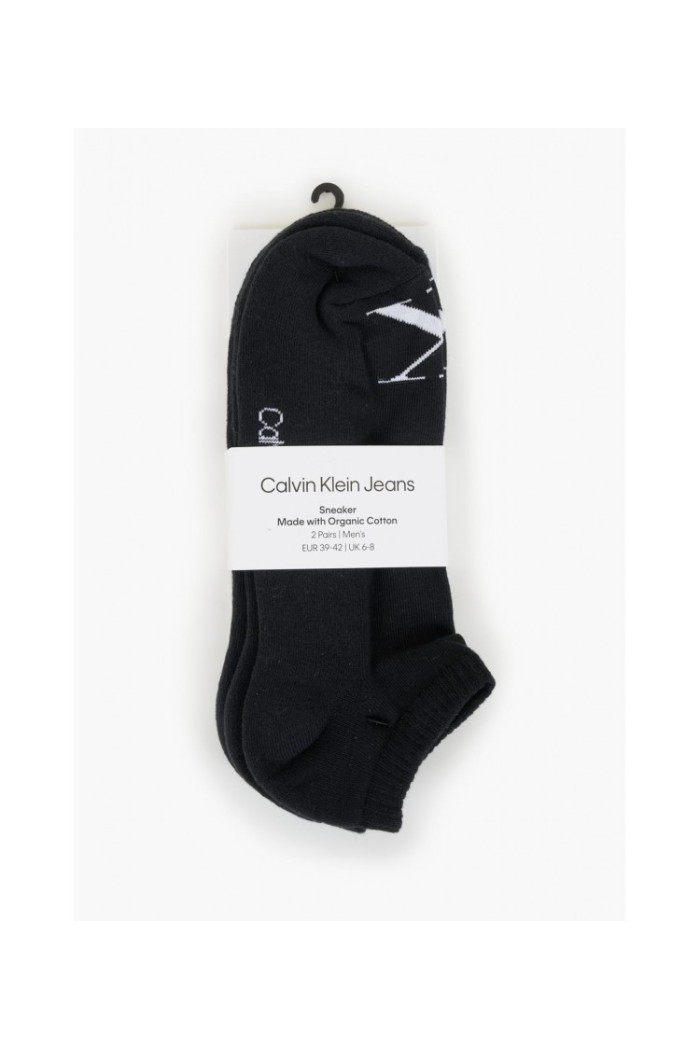 Calvin Klein ανδρικές βαμβακερές κάλτσες (2 pairs) κοντές σε μαύρο χρώμα 701228807-001