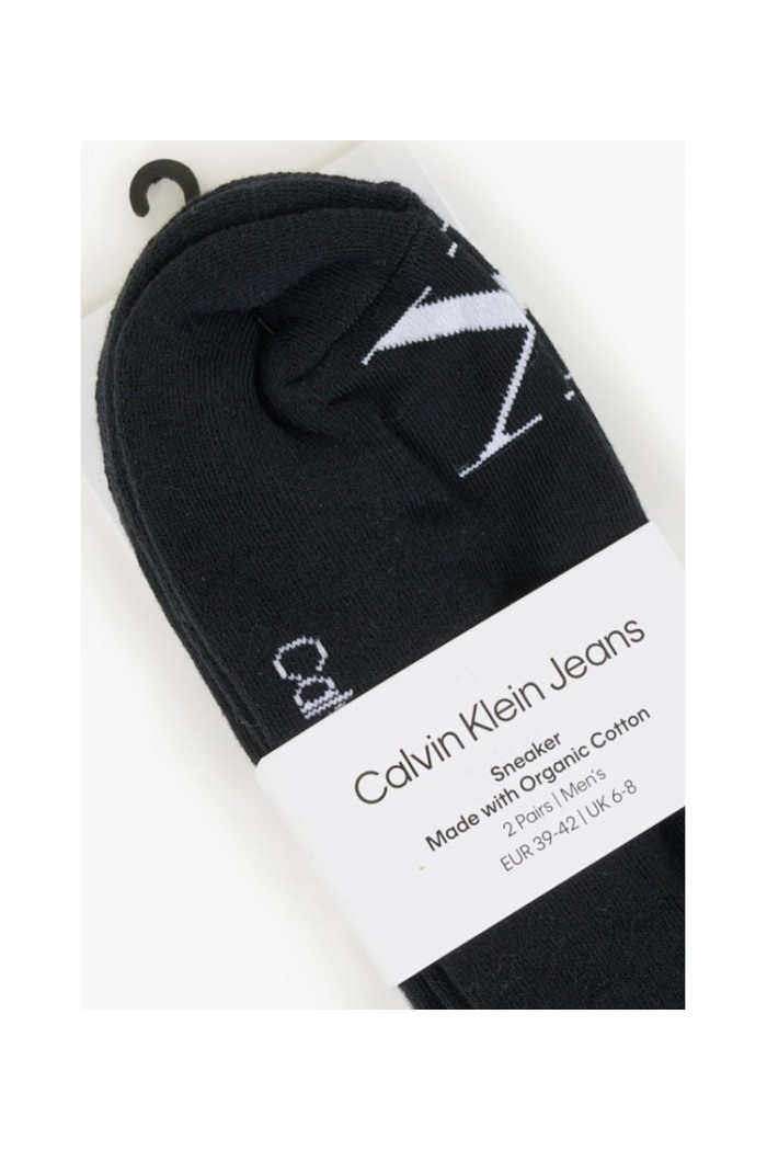 Calvin Klein ανδρικές βαμβακερές κάλτσες (2 pairs) κοντές σε μαύρο χρώμα 701228807-001