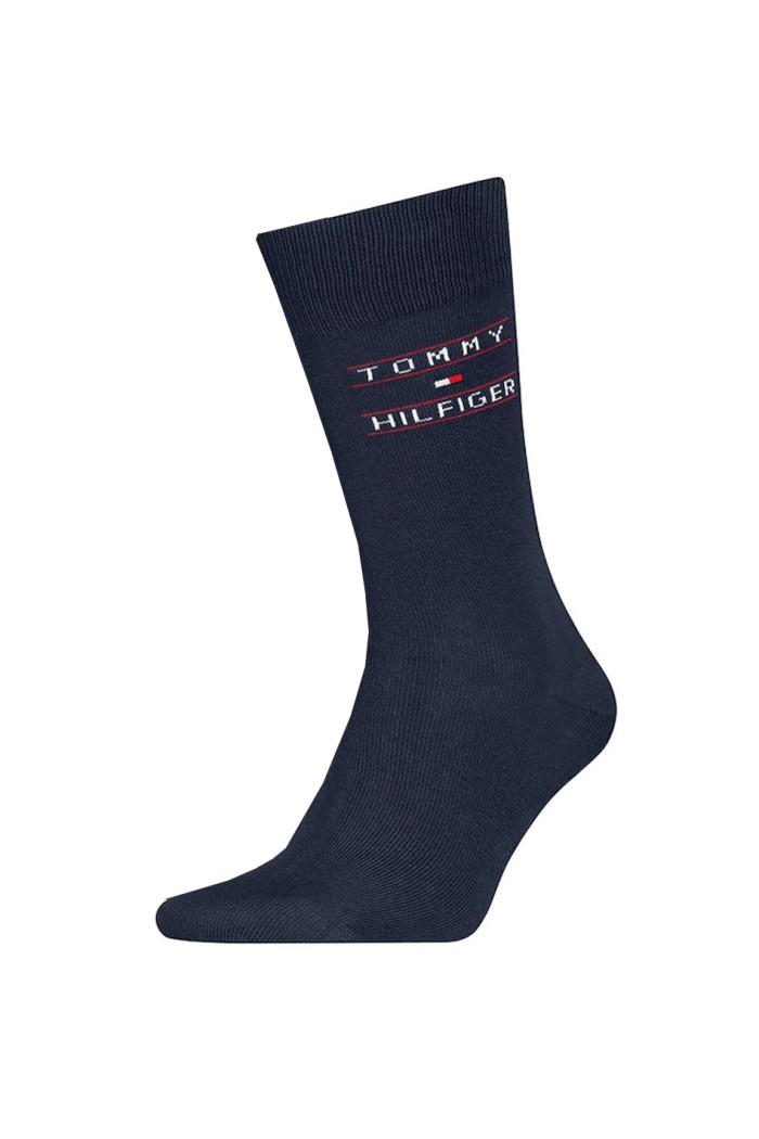 Tommy Hilfiger ανδρικές βαμβακερές κάλτσες 4pack σε σκ.μπλε χρώμα με 4 διαφορετικά σχέδια (συσκευασία δώρου) 701241158-001