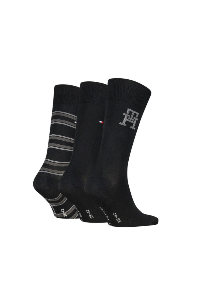 Tommy Hilfiger ανδρικές βαμβακερές κάλτσες 3pack σε μαύρο χρώμα με 3 διαφορετικά σχέδια (συσκευασία δώρου) 701241159-002