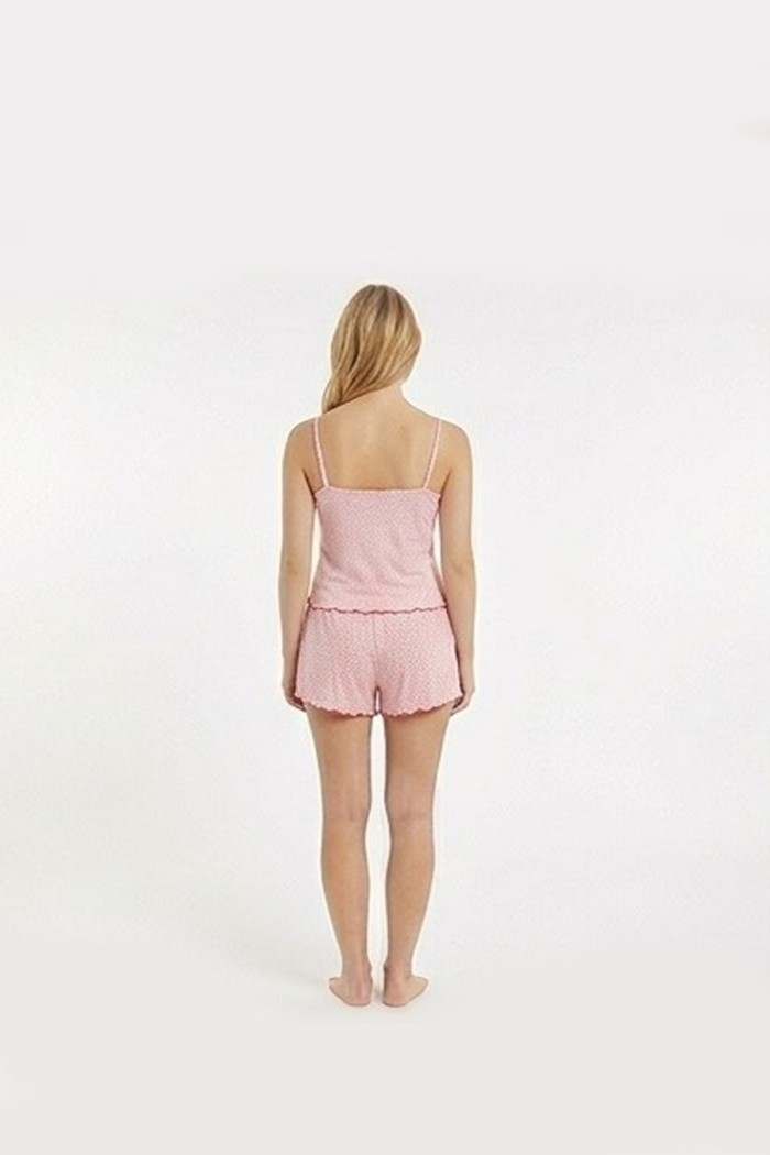Koza Underwear γυναικεία πυτζάμα βαμβακερή, με τιραντάκι και σορτσάκι σε ροζ χρώμα 96%cotton 4%elastane 70182-PINK