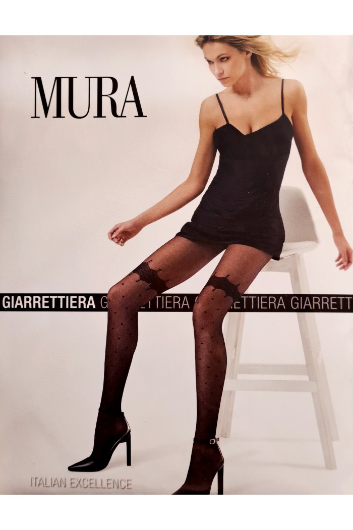 Mura καλσόν 20den με πουά σχέδιο καλτσοδέτας, κανονική γραμμή 90%polyamide 10%elastan C4052