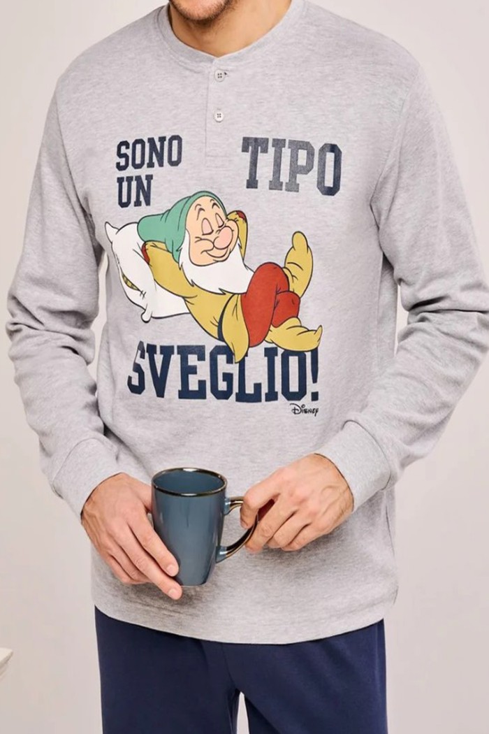 Sabor ανδρική πυτζάμα βαμβακερή, γκρι χρώμα με σχέδιο DYG4917-GRIGIO MELANGE
