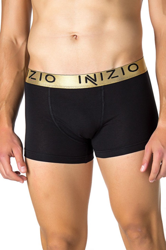 Inizio ανδρικό βαμβακερό boxer με μεταλιζέ λάστιχο,στενή γραμμή,95%cotton 5%elastane IN-GOLD