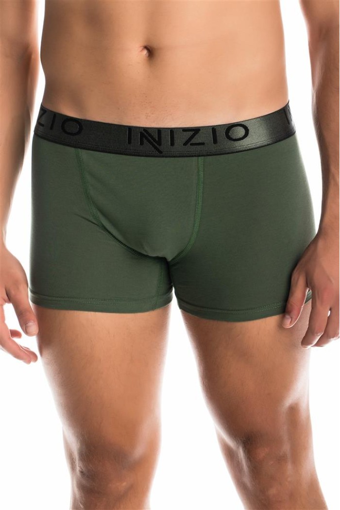 Inizio ανδρικό βαμβακερό boxer με μεταλιζέ λάστιχο,στενή γραμμή,95%cotton 5%elastane IN-KHAKI