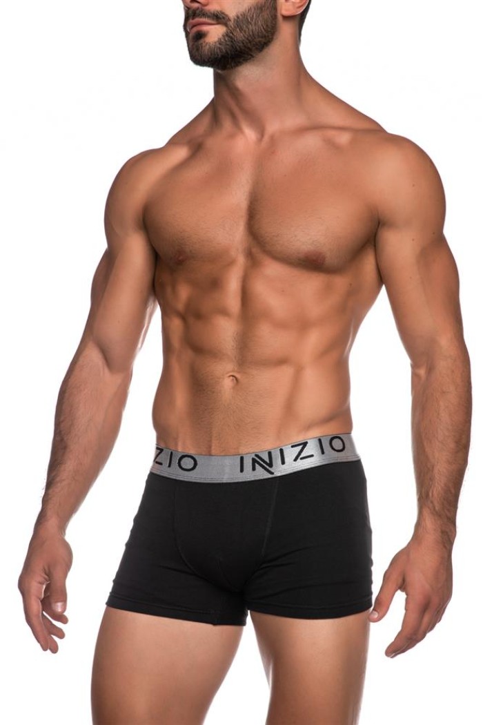 Inizio ανδρικό βαμβακερό boxer με μεταλιζέ λάστιχο,στενή γραμμή,95%cotton 5%elastane IN-SILVER