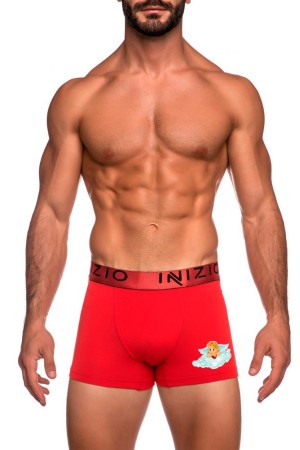 Inizio ανδρικό βαμβακερό boxer με μεταλιζέ λάστιχο κόκκινο χρώμα,στενή γραμμή,95%cotton 5%elastane  IN4501-07