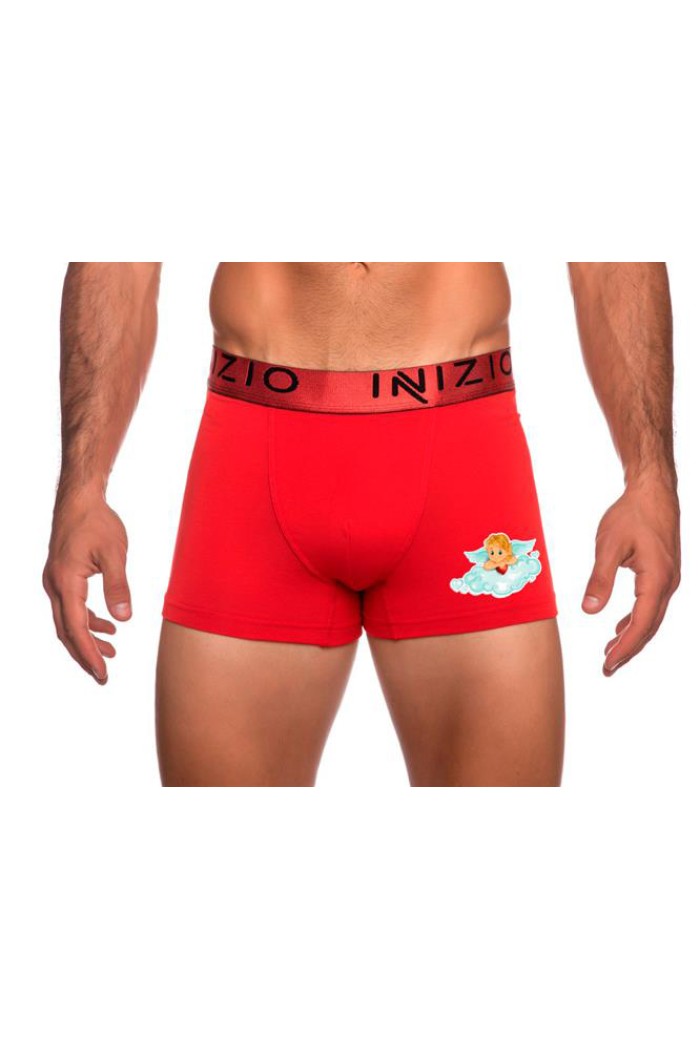 Inizio ανδρικό βαμβακερό boxer με μεταλιζέ λάστιχο κόκκινο χρώμα,στενή γραμμή,95%cotton 5%elastane  IN4501-07