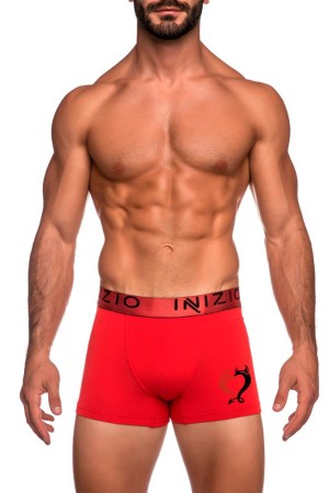 Inizio ανδρικό βαμβακερό boxer με μεταλιζέ λάστιχο κόκκινο χρώμα,στενή γραμμή,95%cotton 5%elastane  IN4501-09