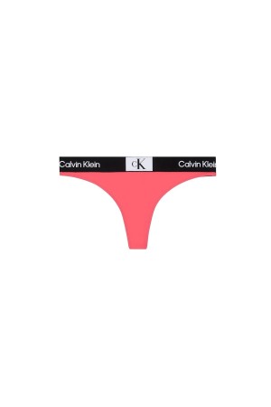 Calvin Klein γυναικείο μαγιό thong με σε κοραλί χρώμα με μαύρο λάστιχο KW0KW02352 TBK