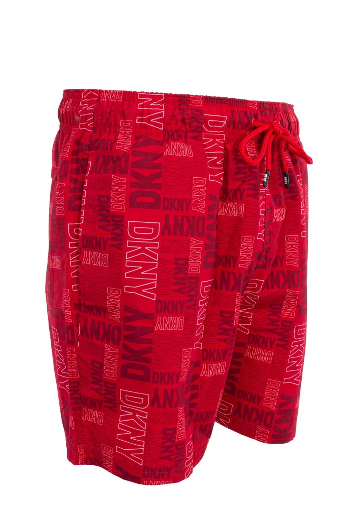 DKNY ανδρικό μαγιό μεσαίου μήκους σε κόκκινο χρώμα με γράμματα L5_6063_DKY-RED
