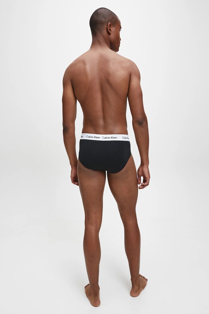 Calvin Klein ανδρικά slip βαμβακερά 3pack σε μαύρο χρώμα με λευκό λάστιχο, κανονική  γραμμή LV00NB4388-UB1