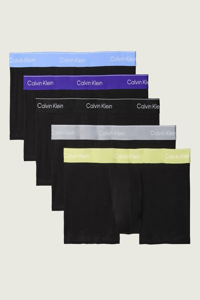 Calvin Klein ανδρικά βαμβακερά boxer 5pack σε μαύρο χρώμα με διαφορετικά χρώματα στο λάστιχο LV00NB4390-40Y