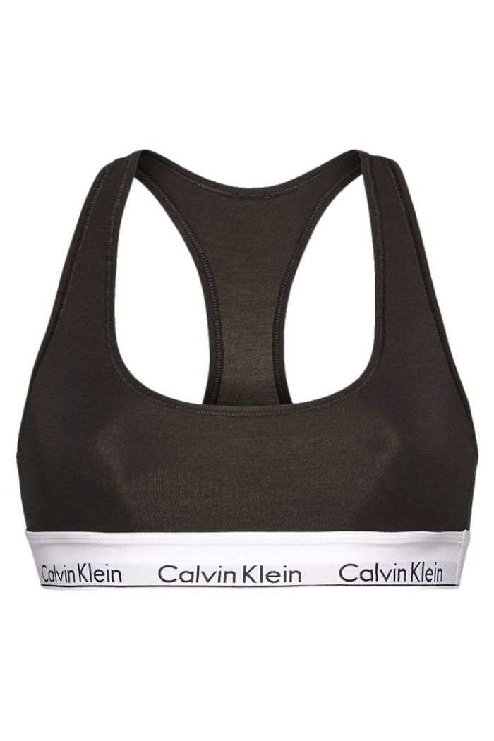 Calvin Klein μπουστάκι σε μαύρο χρώμα με λευκό λάστιχο LV00QF8493-UB1