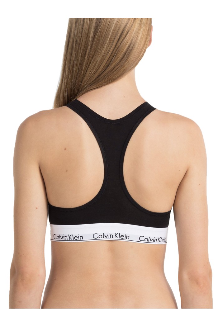 Calvin Klein μπουστάκι σε μαύρο χρώμα με λευκό λάστιχο LV00QF8493-UB1