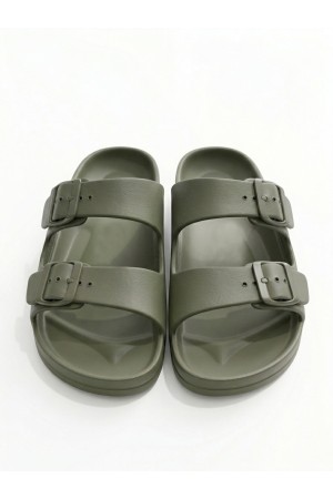Calzedoro ανδρικες παντόφλες slides τυπου birkenstock σε λαδί χρώμα M2026-GREEN
