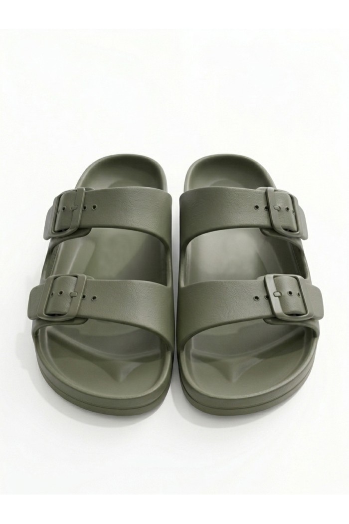 Calzedoro ανδρικες παντόφλες slides τυπου birkenstock σε λαδί χρώμα M2026-GREEN