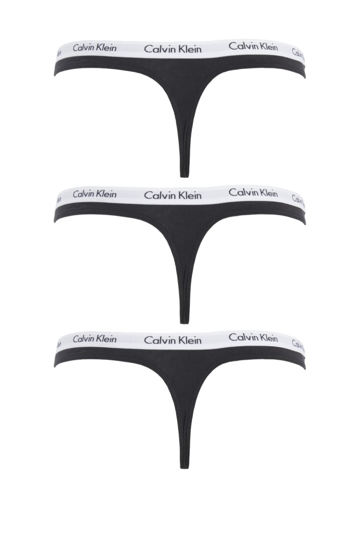Calvin Klein γυναικεία 3pack thong μαύρα QD3587E-001