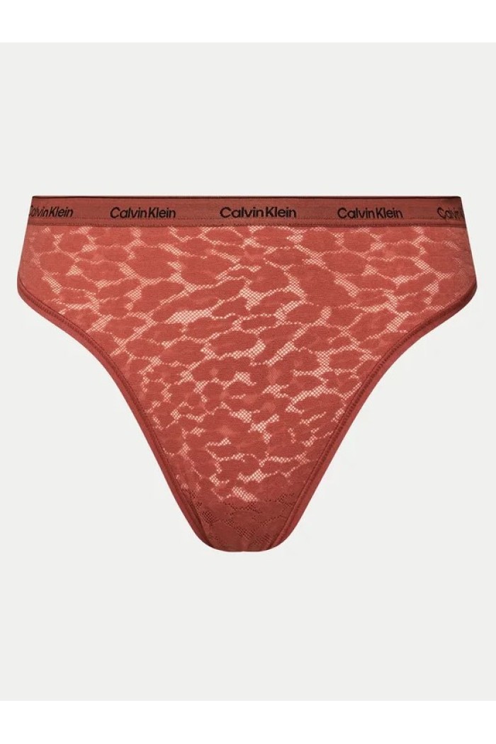 Calvin Klein κυλοτάκι brazilian σε χρώμα σάπιο μήλο με δαντέλα και λεπτό λάστιχο QD5233E VAI
