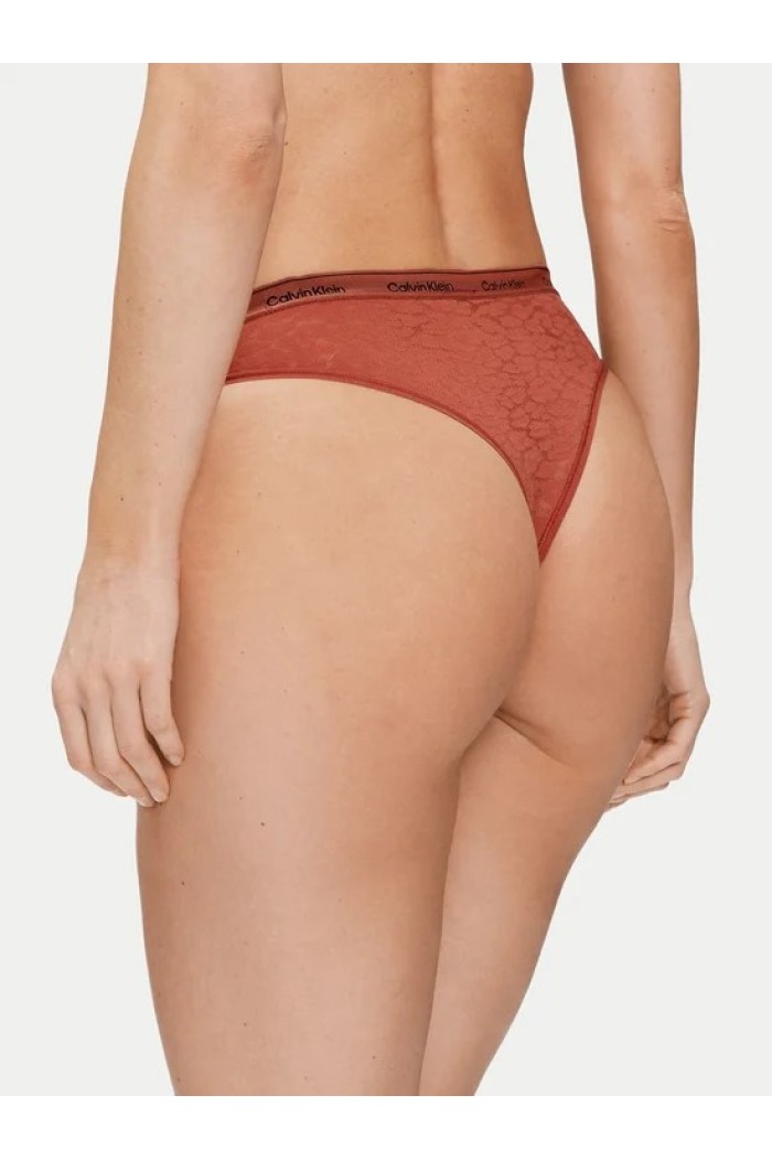 Calvin Klein κυλοτάκι brazilian σε χρώμα σάπιο μήλο με δαντέλα και λεπτό λάστιχο QD5233E VAI
