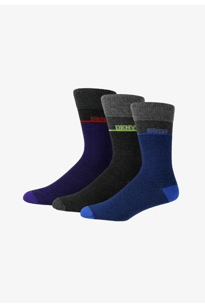 DKNY ανδρική κάλτσα βαμβακερή (3pack) σε τρία διαφορετικά χρώματα, 80%cotton, 16%polyester 4%polyamide 1%elastane  S5_6383T_DKY