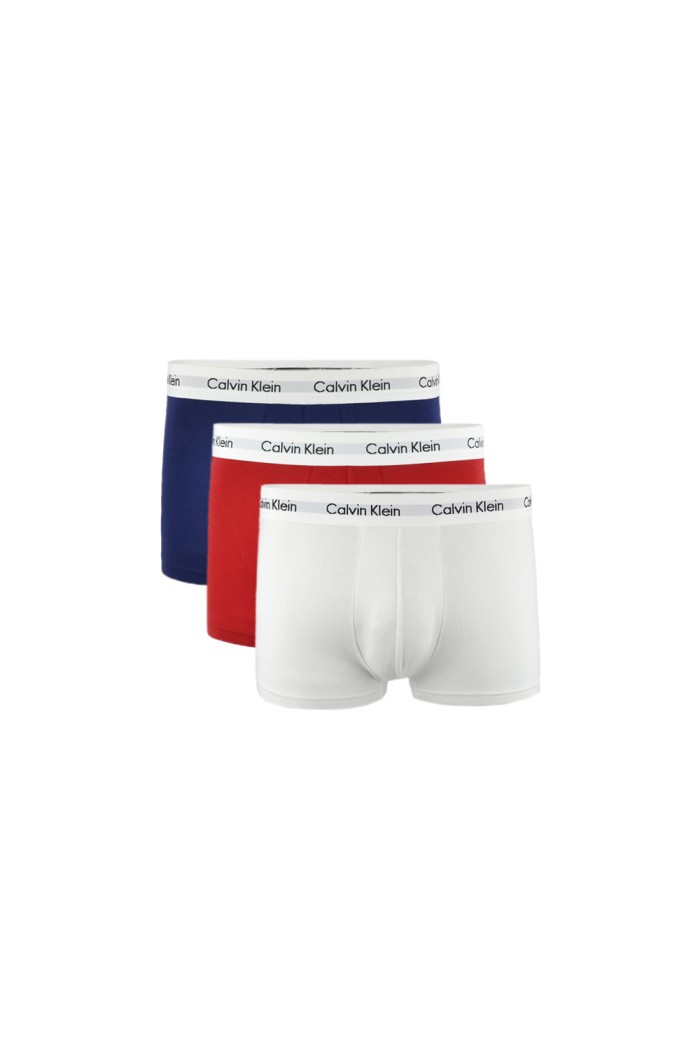 Calvin Klein ανδρικά βαμβακερά  boxer 3pack (λευκό-κόκκινο-μπλε),κανονική γραμμή,95%cotton 5%elastane U2664G-I03