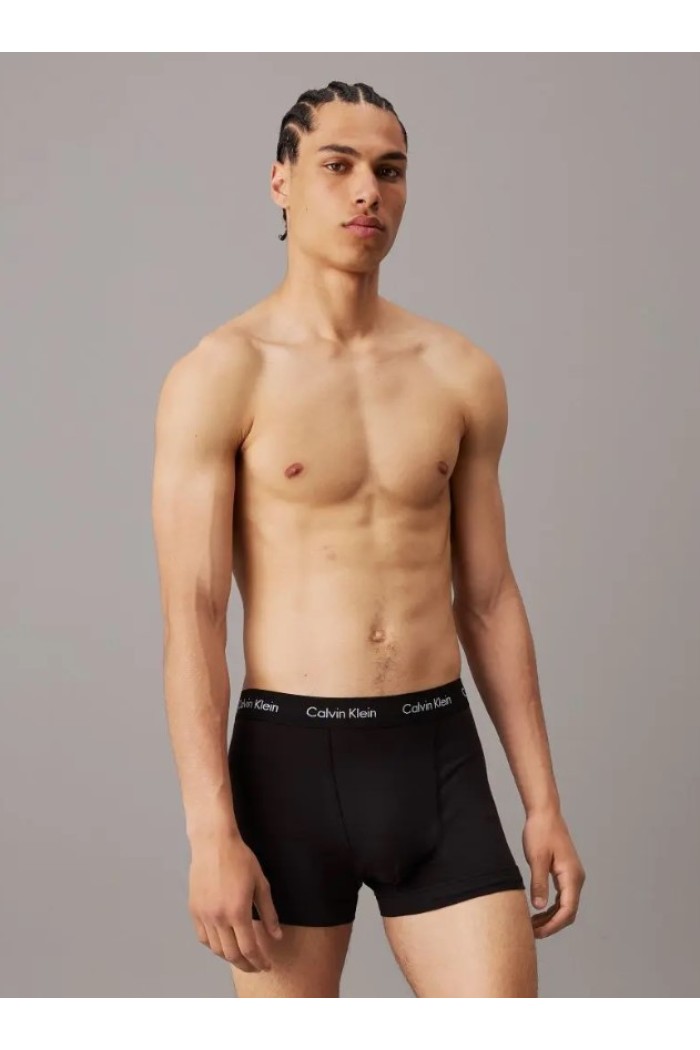 Calvin Klein ανδρικά βαμβακερά 3pack boxers με χρώμα στο λάστιχο,κανονική γραμμή,95%cotton 5%elastane U2664G-QRV
