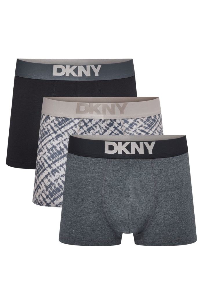 DKNY ανδρικά βαμβακερά μποξεράκια σε τρια διαφορετικά χρώματα και σχέδια, κανονική γραμμή, 95%cotton 5%elastane U5_61913_DKY