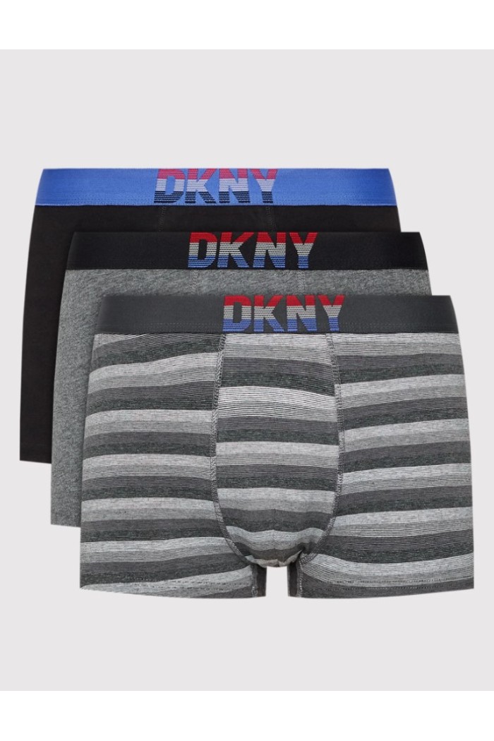 DKNY ανδρικά βαμβακερά μποξεράκια μαύρο-γκρι με διαφορετικό χρώμα στο λάστιχο U5_6660_DKY