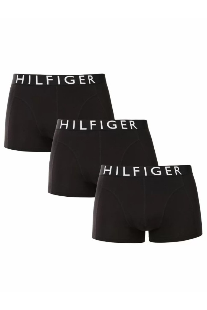 Tommy Hilfiger ανδρικά βαμβακερά boxers 3pack σε μαύρο χρώμα με μαύρο λάστιχο, άνετη γραμμή 95%cotton 5%elastane UM0UM0346-0WE