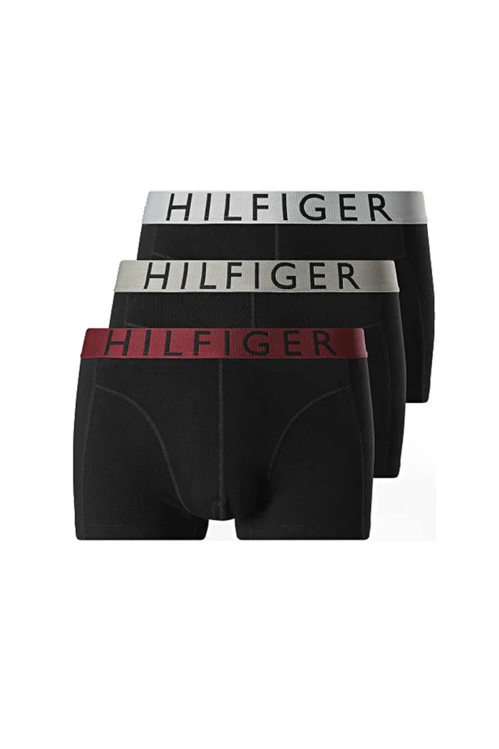 Tommy Hilfiger ανδρικά βαμβακερά boxers 3pack σε μαύρο χρώμα με διαφορετικό χρώμα στο λάστιχο άνετη γραμμή,95%cotton 5%elastane UM0UM03465-0RT