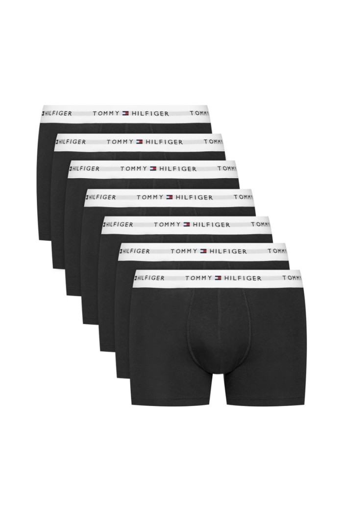 Tommy Hilfiger ανδρικά βαμβακερά boxers 7pack σε μαύρο χρώμα με λευκό λάστιχο άνετη γραμμή,95%cotton 5%elastane UM0UM03873-0S4