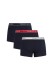 Tommy Hilfiger ανδρικά βαμβακερά boxers 3pack σε σκ.μπλε χρώμα με διαφορετικό χρώμα στο λάστιχο, άνετη γραμμή 95%cotton 5%elastane UM0UM03881-0WF