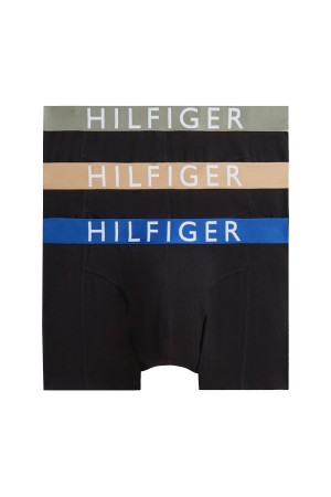 Tommy Hilfiger ανδρικά βαμβακερά boxers 3pack σε μαύρο χρώμα με διαφορετικό χρώμα στο λάστιχο άνετη γραμμή,95%cotton 5%elastane UM0UM03886-0XK