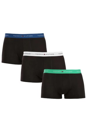 Tommy Hilfiger ανδρικά βαμβακερά boxers 3pack σε μαύρο χρώμα με διαφορετικό χρώμα στο λάστιχο άνετη γραμμή,95%cotton 5%elastane UM0UM03890-0VU