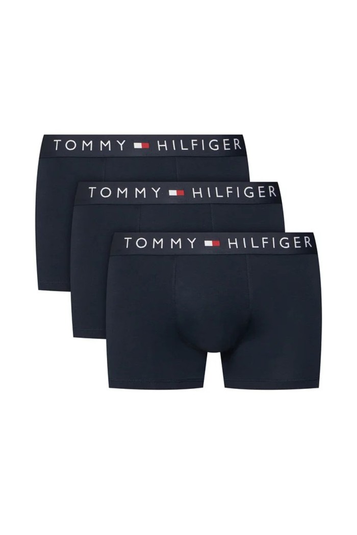 Tommy Hilfiger ανδρικά βαμβακερά boxers 3pack σε σκ.μπλε χρώμα, άνετη γραμμή 95%cotton 5%elastane UM0UM03900-0XR