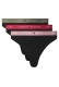 Tommy Hilfiger γυναiκείο 3pack thong βαμβακερά σε μαύρο χρώμα με τρια διαφορετικά χρώματα λάστιχο,άνετη γραμμή 95%cotton 5%elastane UW0UW05530-0K7