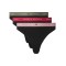 Tommy Hilfiger γυναiκείο 3pack thong βαμβακερά σε μαύρο χρώμα με τρια διαφορετικά χρώματα λάστιχο,άνετη γραμμή 95%cotton 5%elastane UW0UW05530-0K7