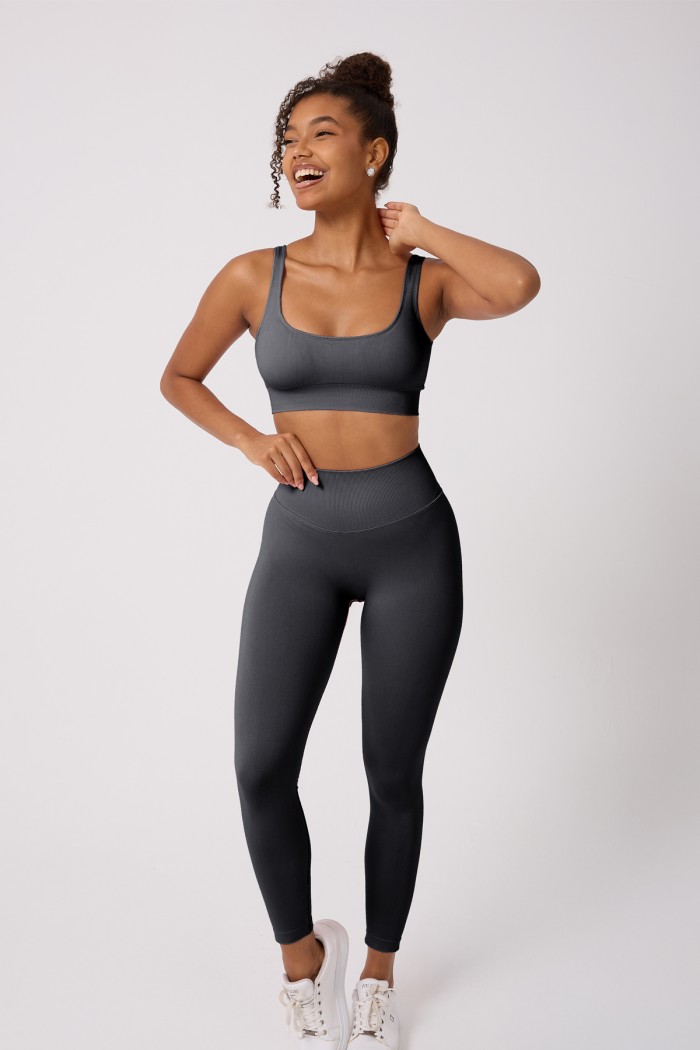 Wooster γυναικείο κολαν ψηλόμεσο με σούρα push up, seamless, σε γκρι σκούρο χρωμα WS-11950-FUME