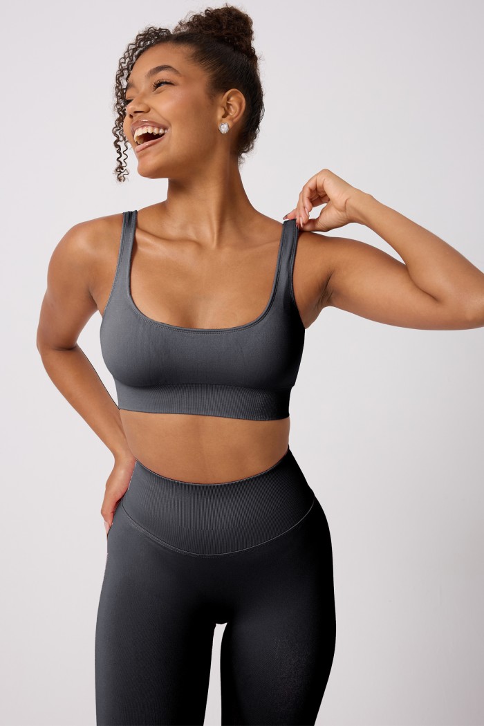 Wooster γυναικείο κολαν ψηλόμεσο με σούρα push up, seamless, σε γκρι σκούρο χρωμα WS-11950-FUME