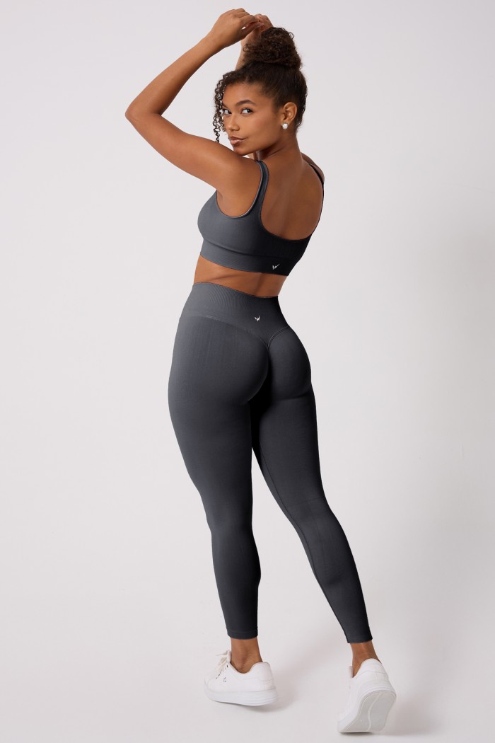 Wooster γυναικείο κολαν ψηλόμεσο με σούρα push up, seamless, σε γκρι σκούρο χρωμα WS-11950-FUME