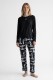 DKNY γυναικεία βαμβακερή πυτζάμα (homewear) σε μαύρο και λευκό χρώμα, άνετη γραμμή, 57%cotton,38%viscose,5%elastane YI80129-002