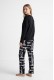 DKNY γυναικεία βαμβακερή πυτζάμα (homewear) σε μαύρο και λευκό χρώμα, άνετη γραμμή, 57%cotton,38%viscose,5%elastane YI80129-002