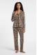 DKNY γυναικείο σετ πυτζάμα leopard με κουμπιά στο επάνω μέρος, άνετη γραμμή, 98%polyester,2%elastane YI80135-209