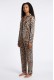 DKNY γυναικείο σετ πυτζάμα leopard με κουμπιά στο επάνω μέρος, άνετη γραμμή, 98%polyester,2%elastane YI80135-209