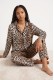 DKNY γυναικείο σετ πυτζάμα leopard με κουμπιά στο επάνω μέρος, άνετη γραμμή, 98%polyester,2%elastane YI80135-209