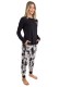 DKNY γυναικεία βαμβακερή πυτζάμα (homewear) σε μαύρο και λευκό χρώμα, άνετη γραμμή, 57%cotton,38%viscose,5%elastane YI90062-002